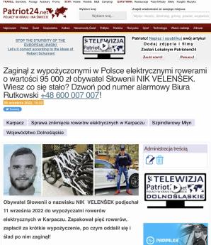 [VIDEO] PATRIOT24 RUTKOWSKI W AKCJI: Gdzie jest 5 rowerów elektrycznych o wartości 95 000 zł wywiezionych z Karpacza? Są zapisy z monitoringu ja wywozi jak obywatel Słowenii NIK VELENŠEK