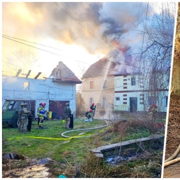 [VIDEO] Działania jaworskich funkcjonariuszy, wrocławskich kontrterrorystów i policyjnego negocjatora przy pożarze w Skale