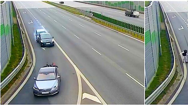 [VIDEO] Fiat panda i nietypowe manewry – co wydarzyło się na A1 przy MOP Stobiecko?